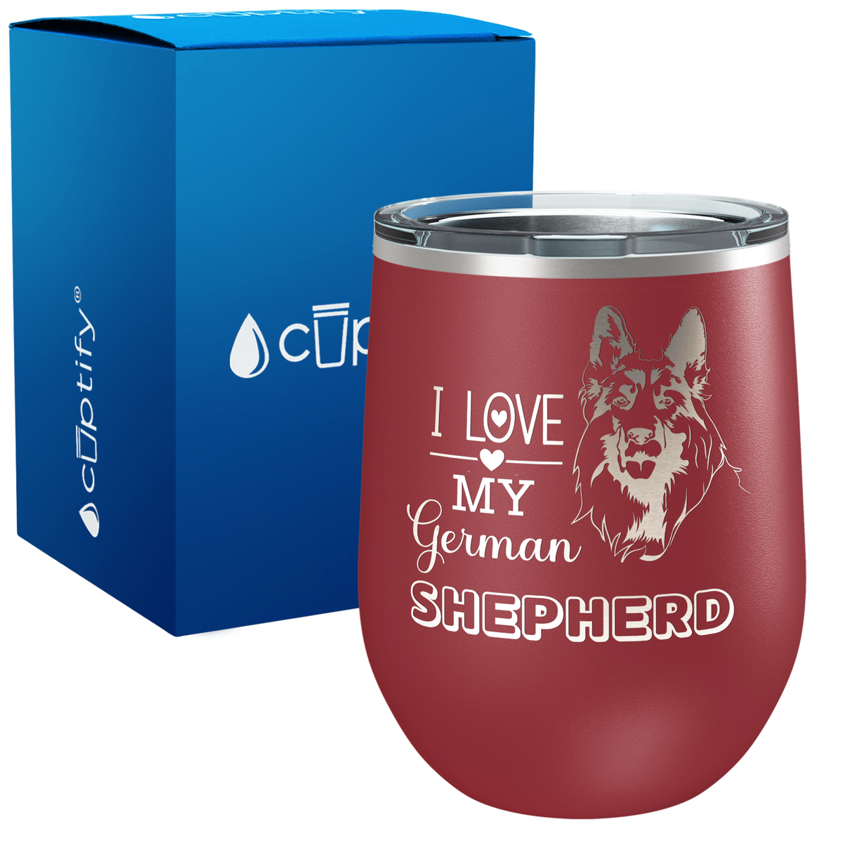I Love my German Shepherd 12oz Dog Wine Tumbler