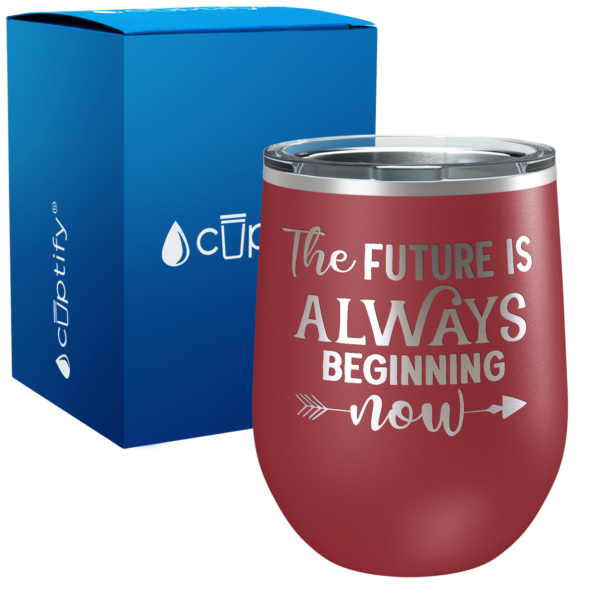 The future is always beginning 12oz Graduation Wine Tumbler