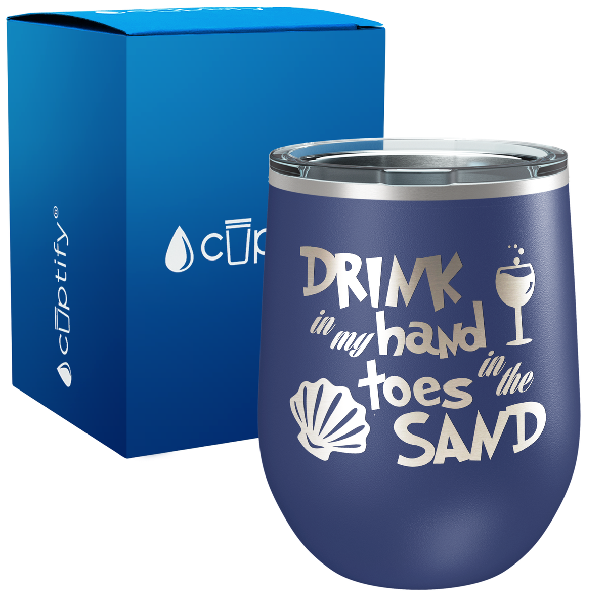 Drink in my Hand Toes in the Sand 12oz Beach Wine Tumbler