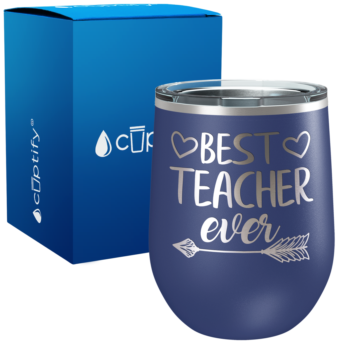 Best Teacher Ever with Arrow 12oz Teacher Wine Tumbler