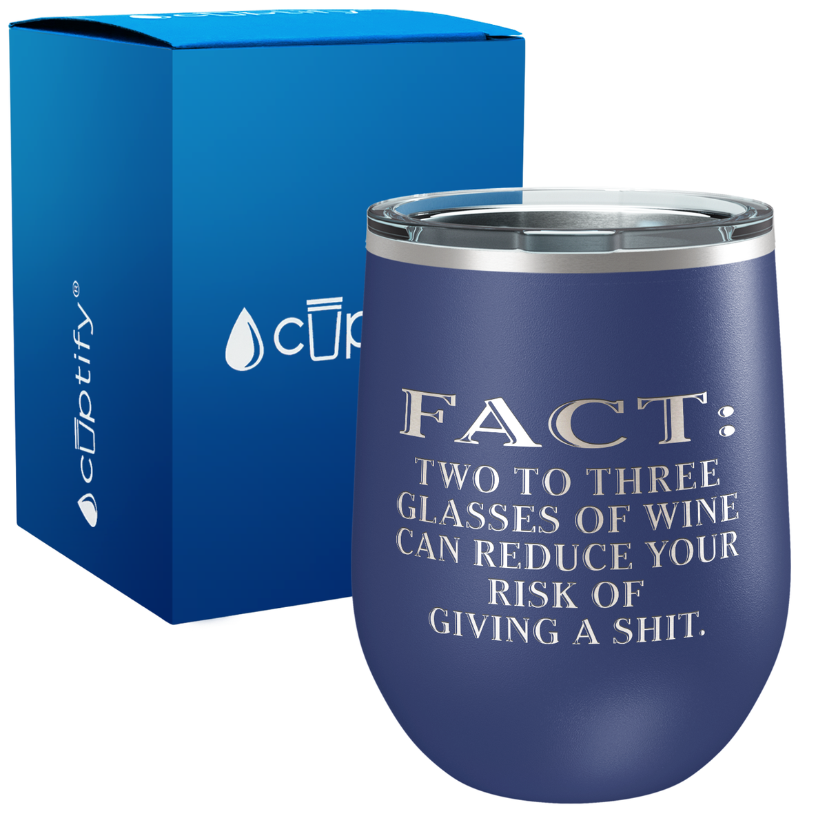 FACT Two To Three Glasses Reduces Risk 12oz Funny Wine Tumbler