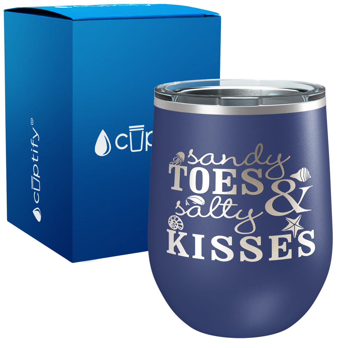 Sandy Toes Salty Kisses 12oz Beach Wine Tumbler