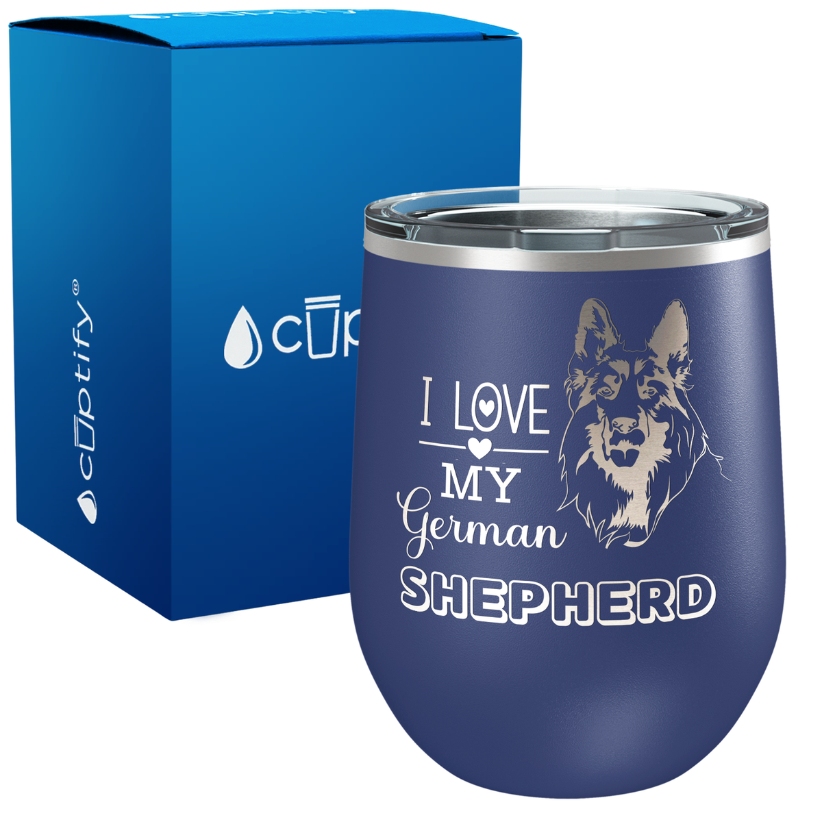 I Love my German Shepherd 12oz Dog Wine Tumbler