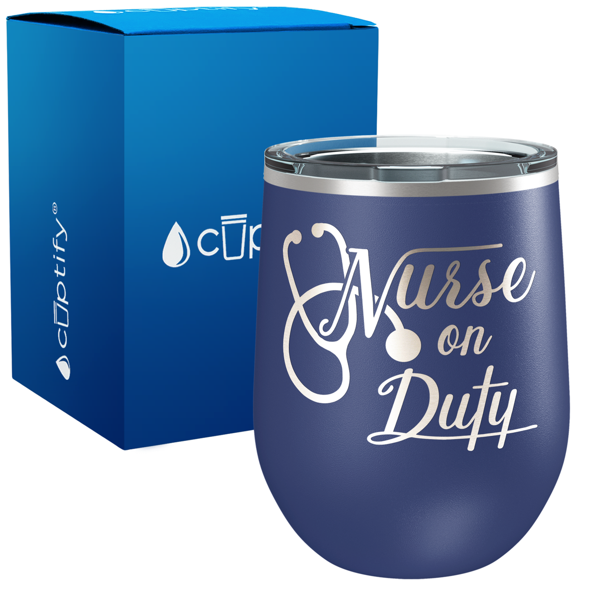 Nurse on Duty with Stethoscope 12oz Nurse Wine Tumbler