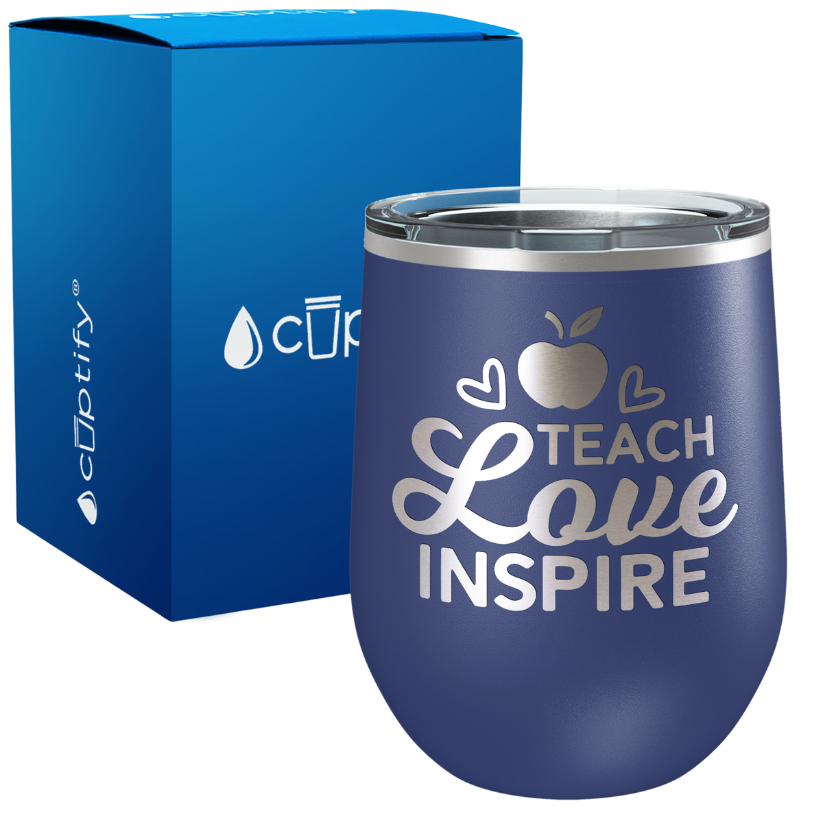 Teach Love Inspire with Apple 12oz Teacher Wine Tumbler