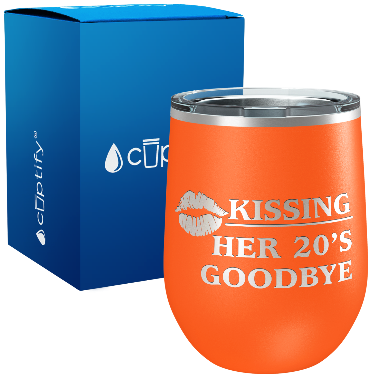 Kissing Her 20's Goodbye 12oz Birthday Wine Tumbler
