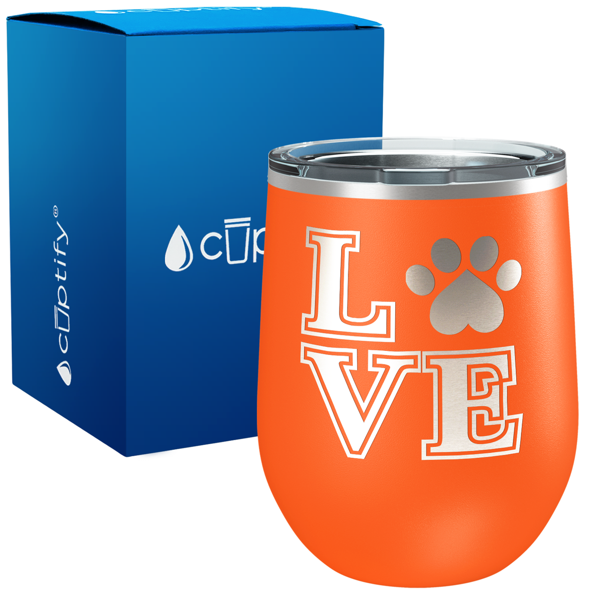 Love Dogs Paw Print 12oz Dog Wine Tumbler