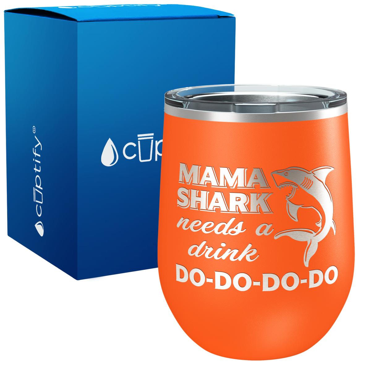 Mama Shark Needs a Drink Do-Do-Do-Do 12oz Stainless Steel Wine Tumbler