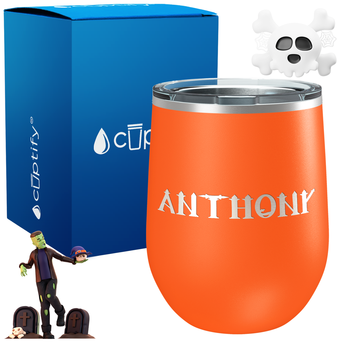 Personalized Creepy Style 12oz Halloween Wine Tumbler