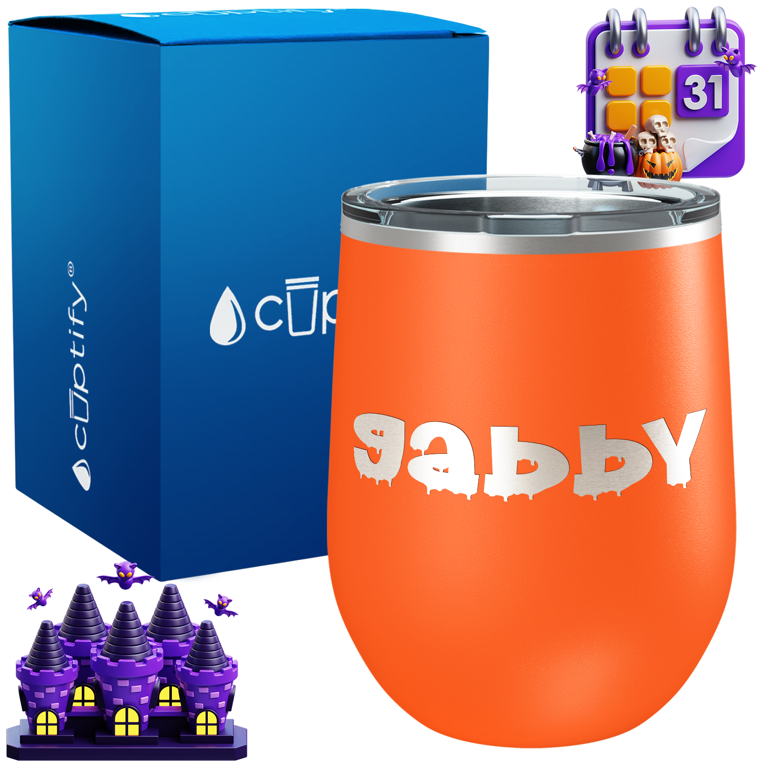 Personalized Haunted Style 12oz Halloween Wine Tumbler