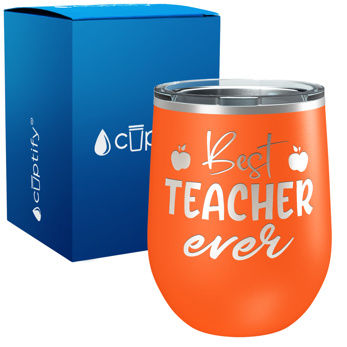 Best Teacher Ever with Apples 12oz Teacher Wine Tumbler