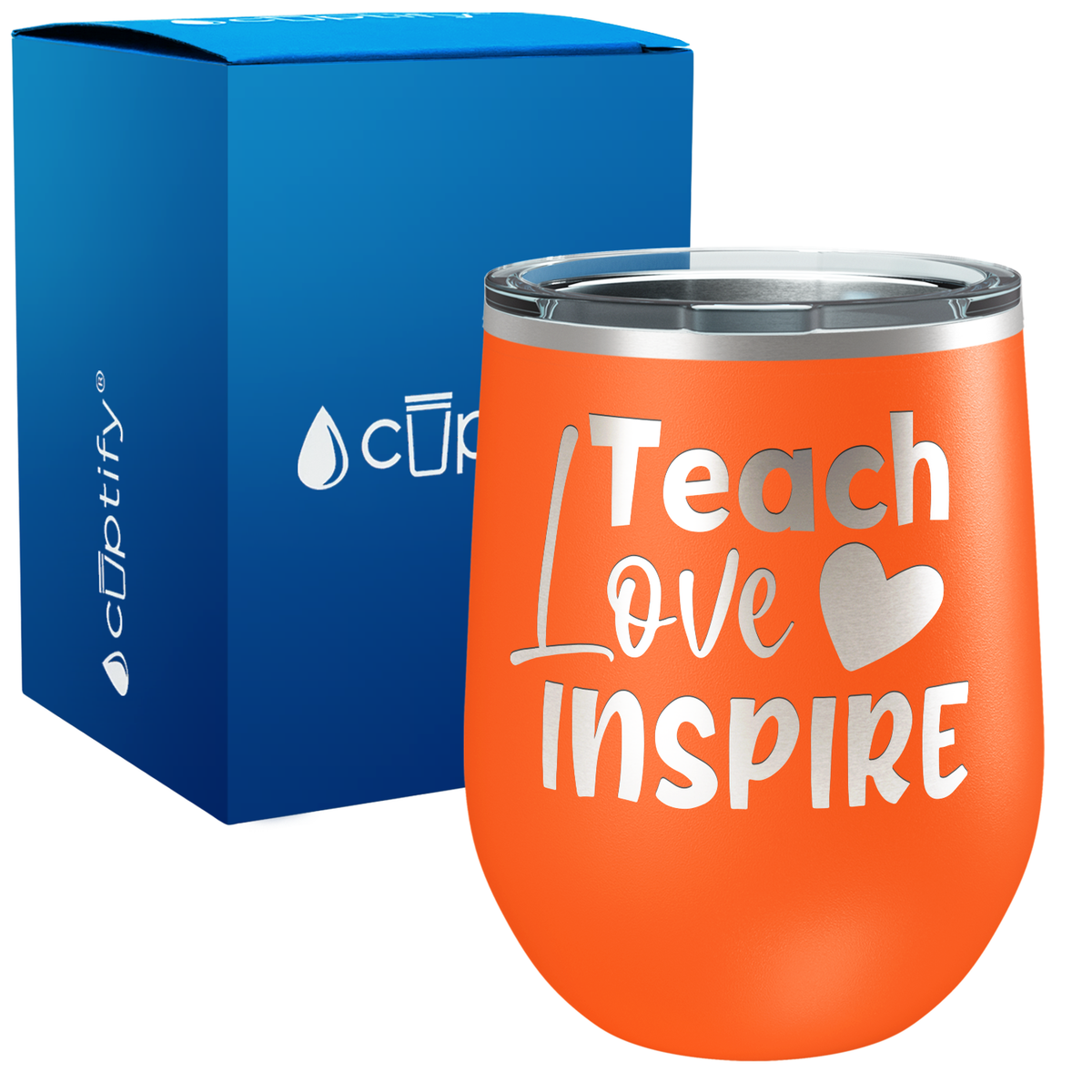 Teach Love Inspire with Heart 12oz Teacher Wine Tumbler