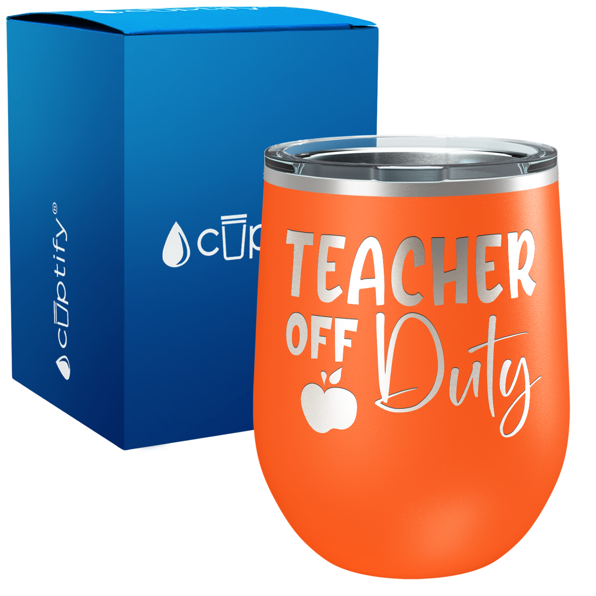 Teacher off Duty with Apple 12oz Teacher Wine Tumbler