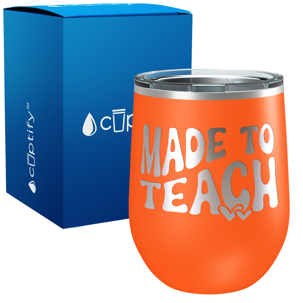 Made to Teach with Hearts 12oz Teacher Wine Tumbler