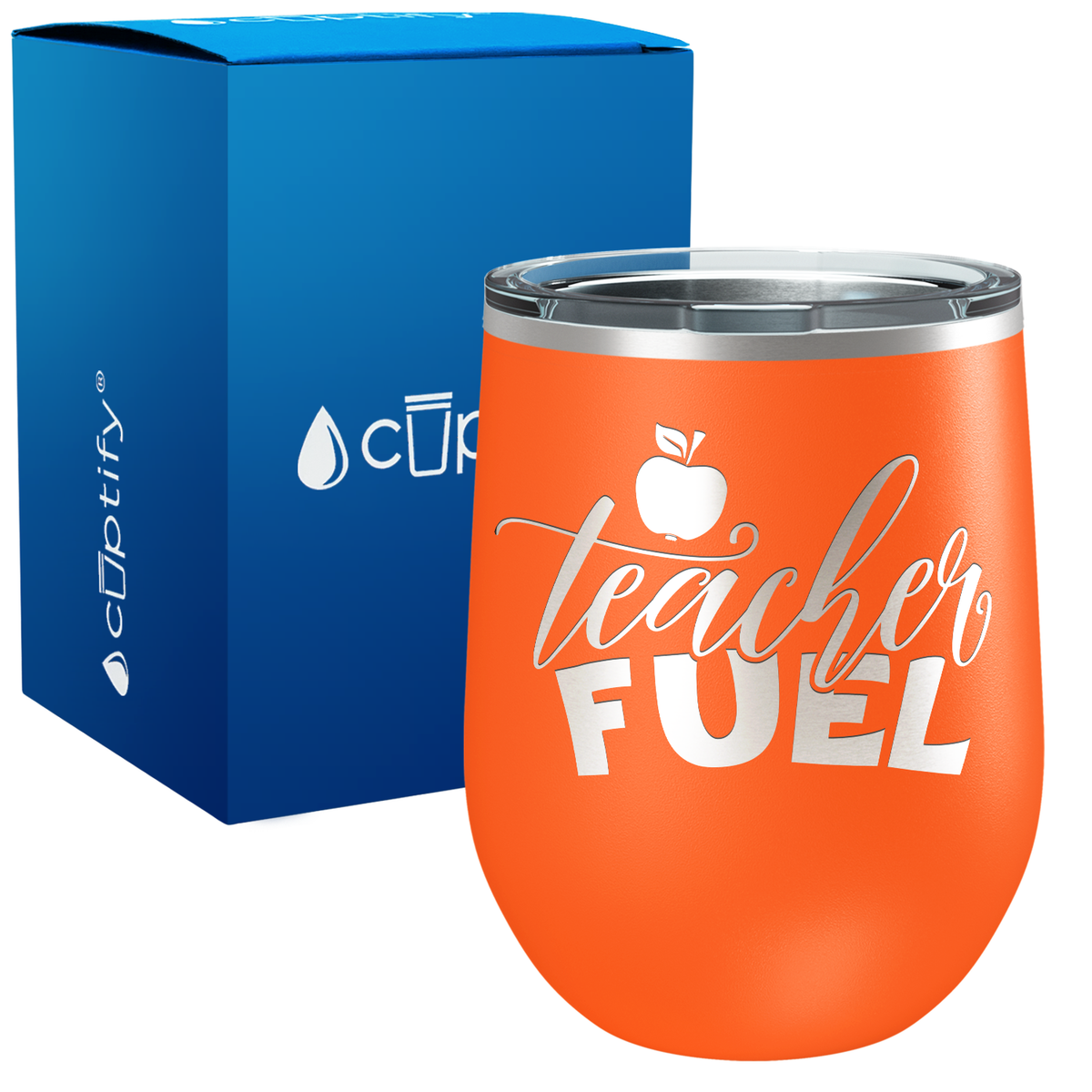 Teacher Fuel with Apple 12oz Teacher Wine Tumbler