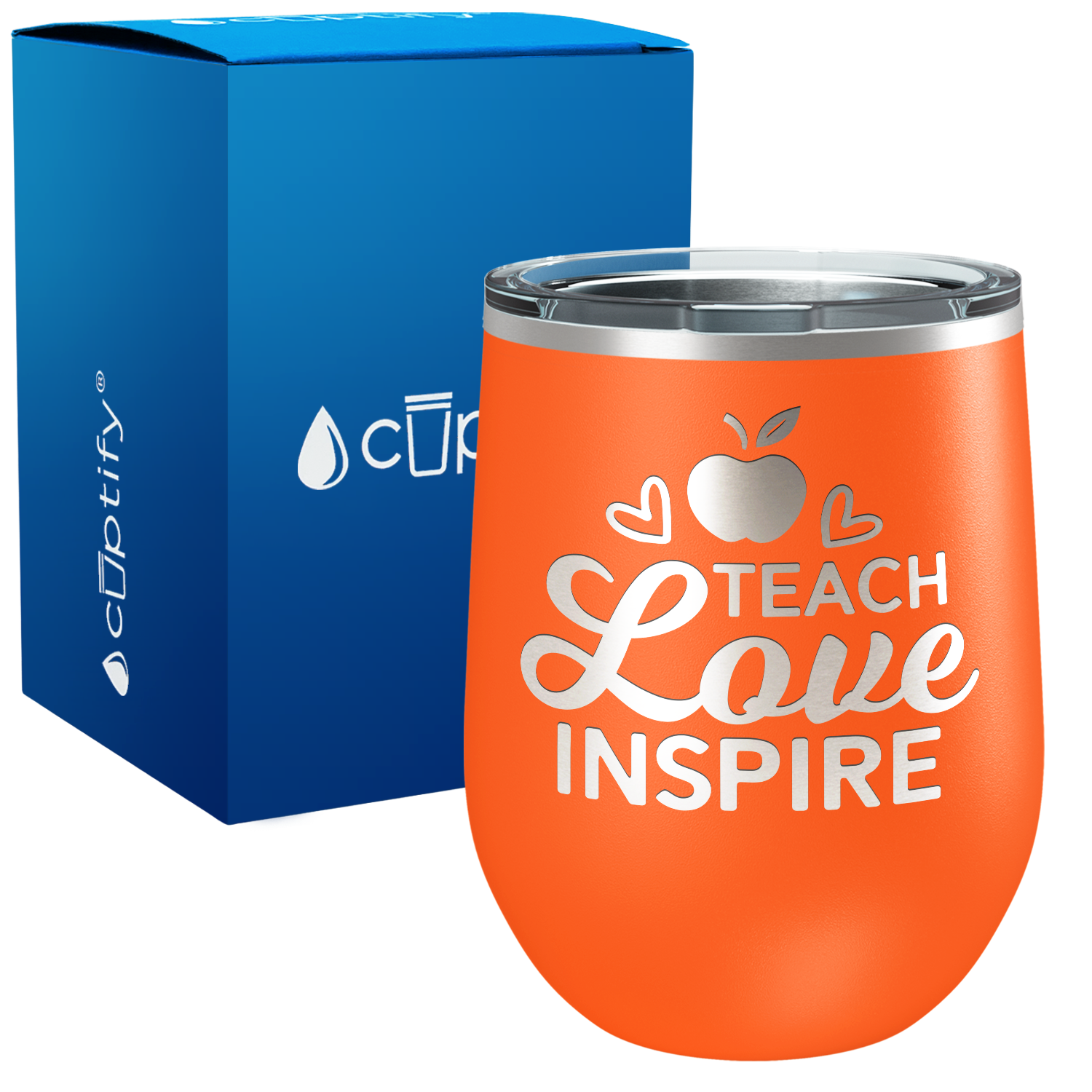 Teach Love Inspire with Apple 12oz Teacher Wine Tumbler