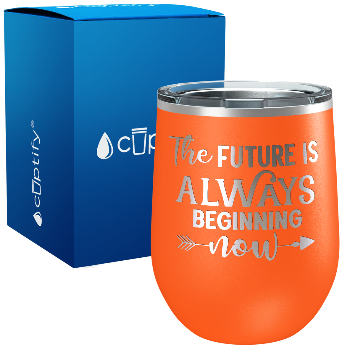 The future is always beginning 12oz Graduation Wine Tumbler