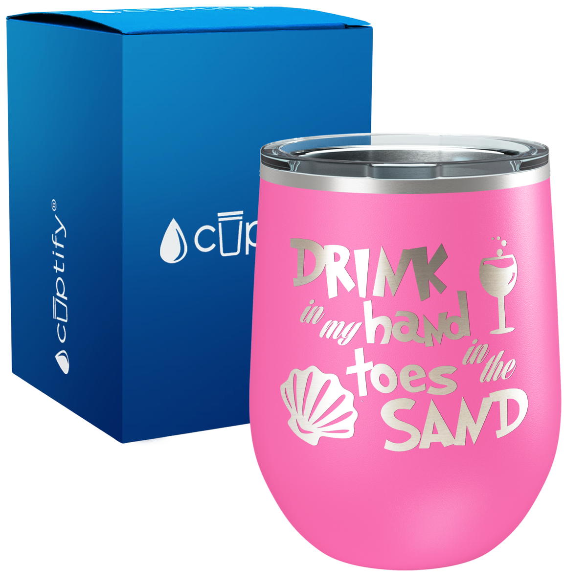 Drink in my Hand Toes in the Sand 12oz Beach Wine Tumbler