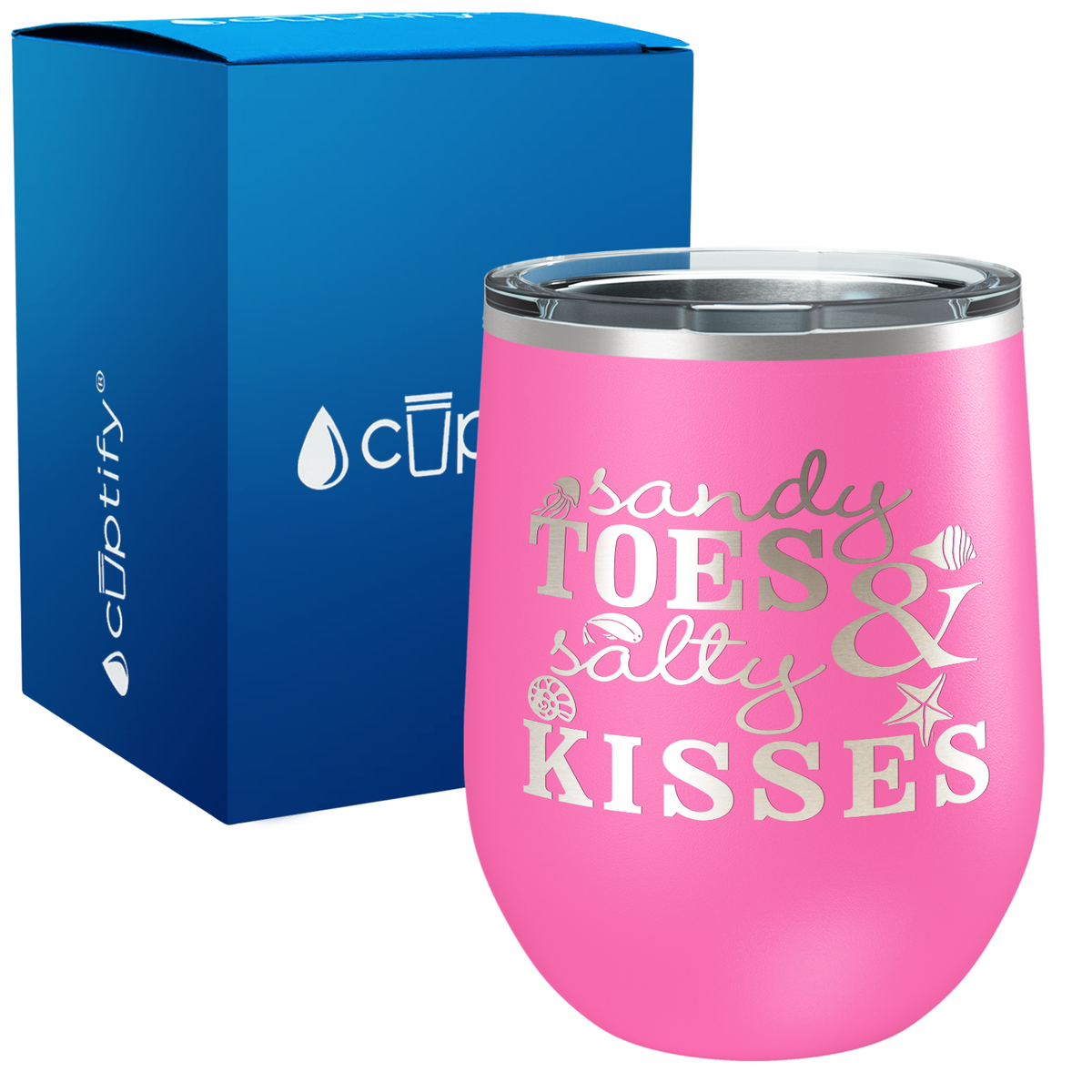 Sandy Toes Salty Kisses 12oz Beach Wine Tumbler