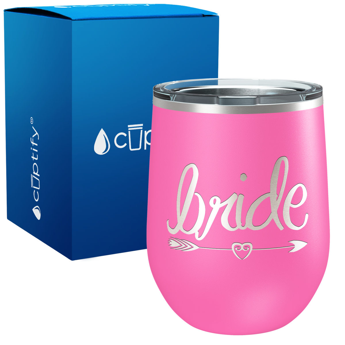 Bride Heart Arrow 12oz Bridal Shower Wine Tumbler
