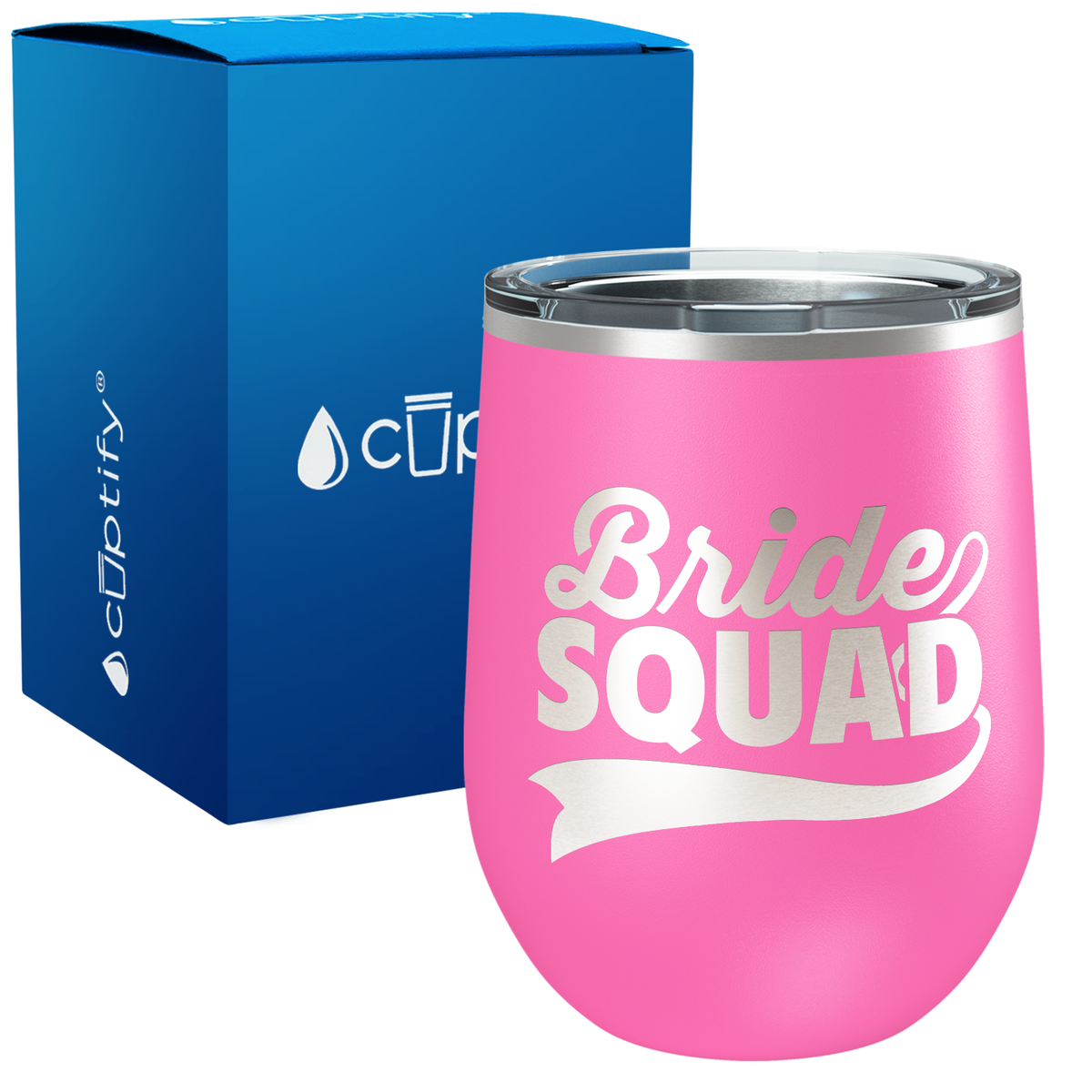 Bride Squad Swoosh 12oz Bridal Shower Wine Tumbler