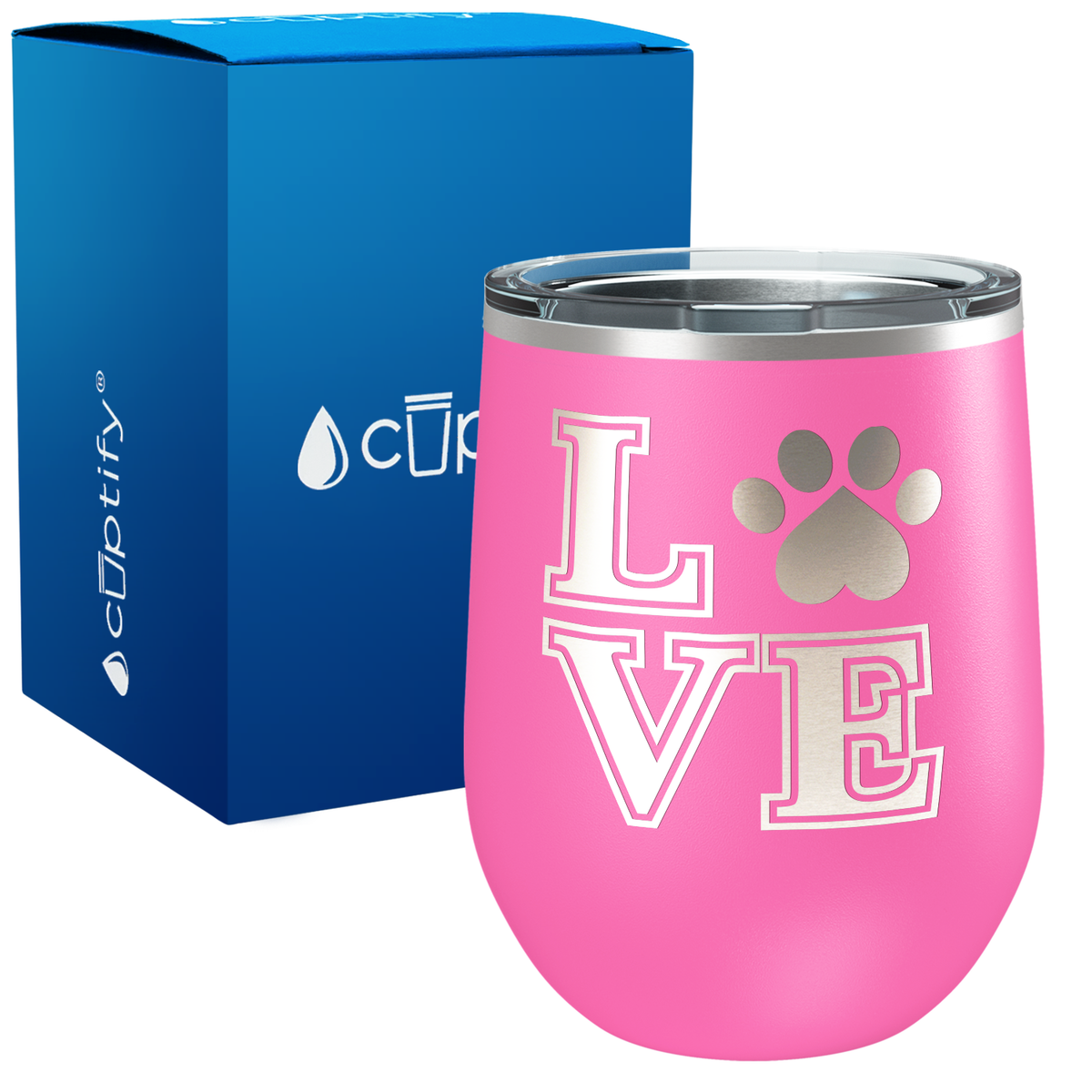 Love Dogs Paw Print 12oz Dog Wine Tumbler