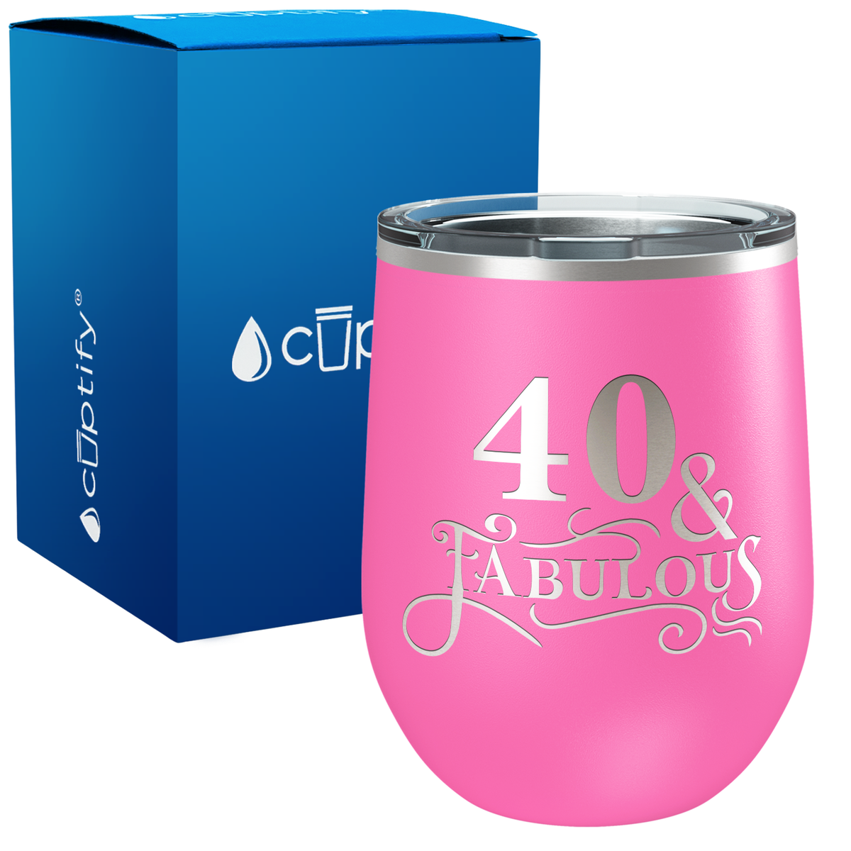 40 & Fabulous Laser Engraved 12oz Birthday Wine Tumbler