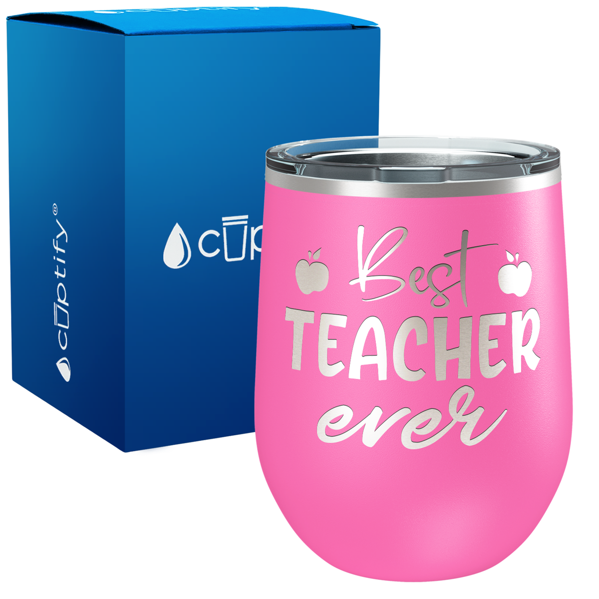 Best Teacher Ever with Apples 12oz Teacher Wine Tumbler