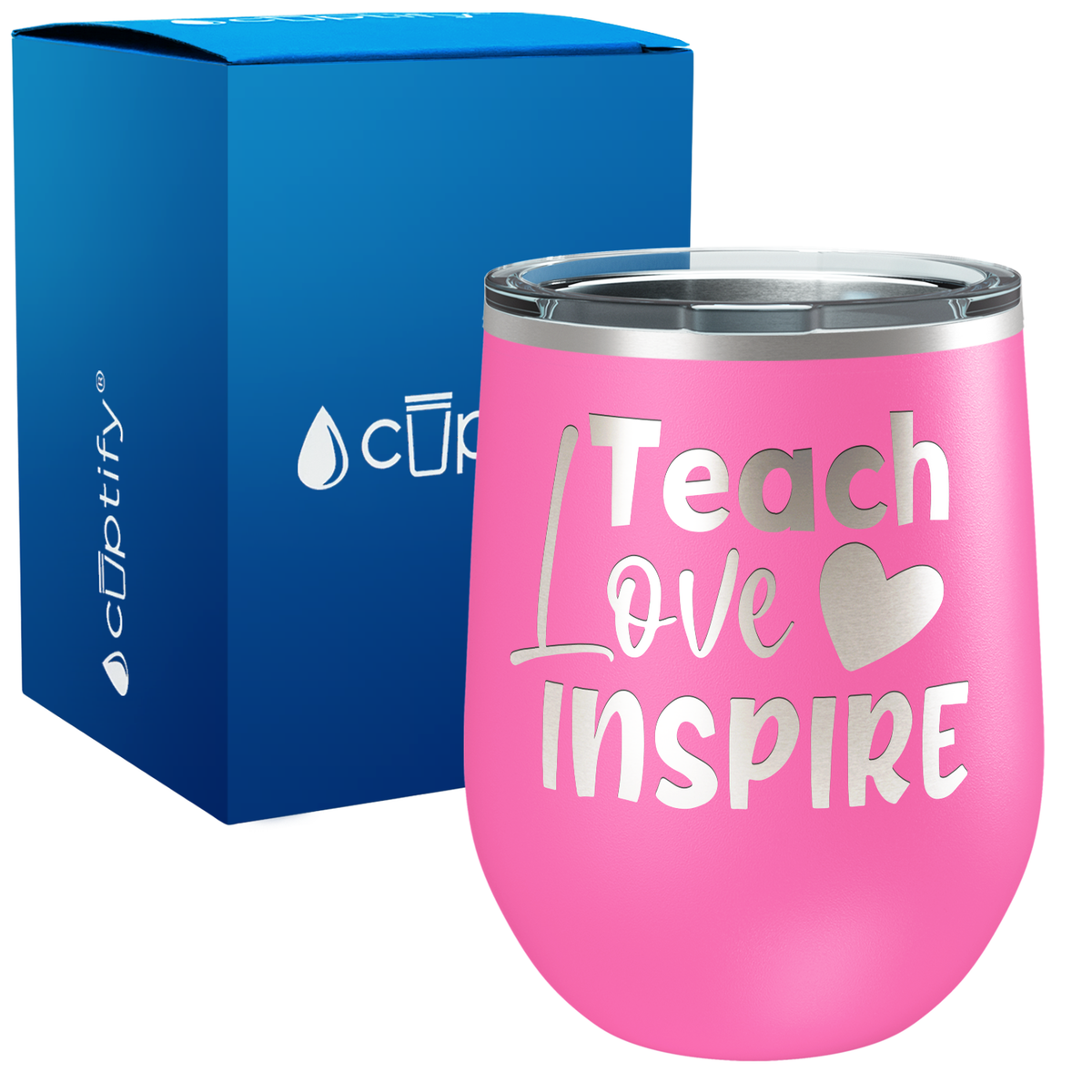 Teach Love Inspire with Heart 12oz Teacher Wine Tumbler