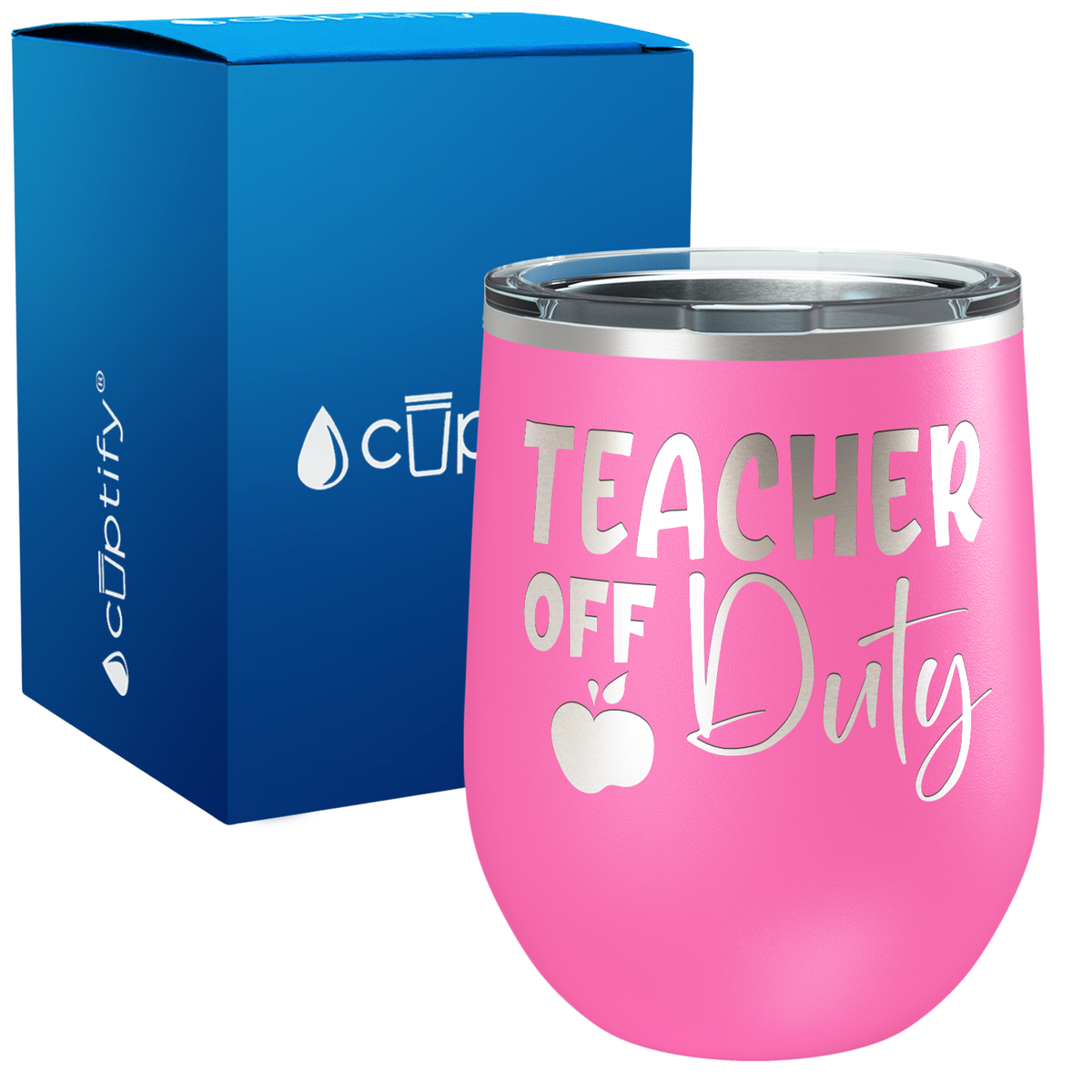 Teacher off Duty with Apple 12oz Teacher Wine Tumbler