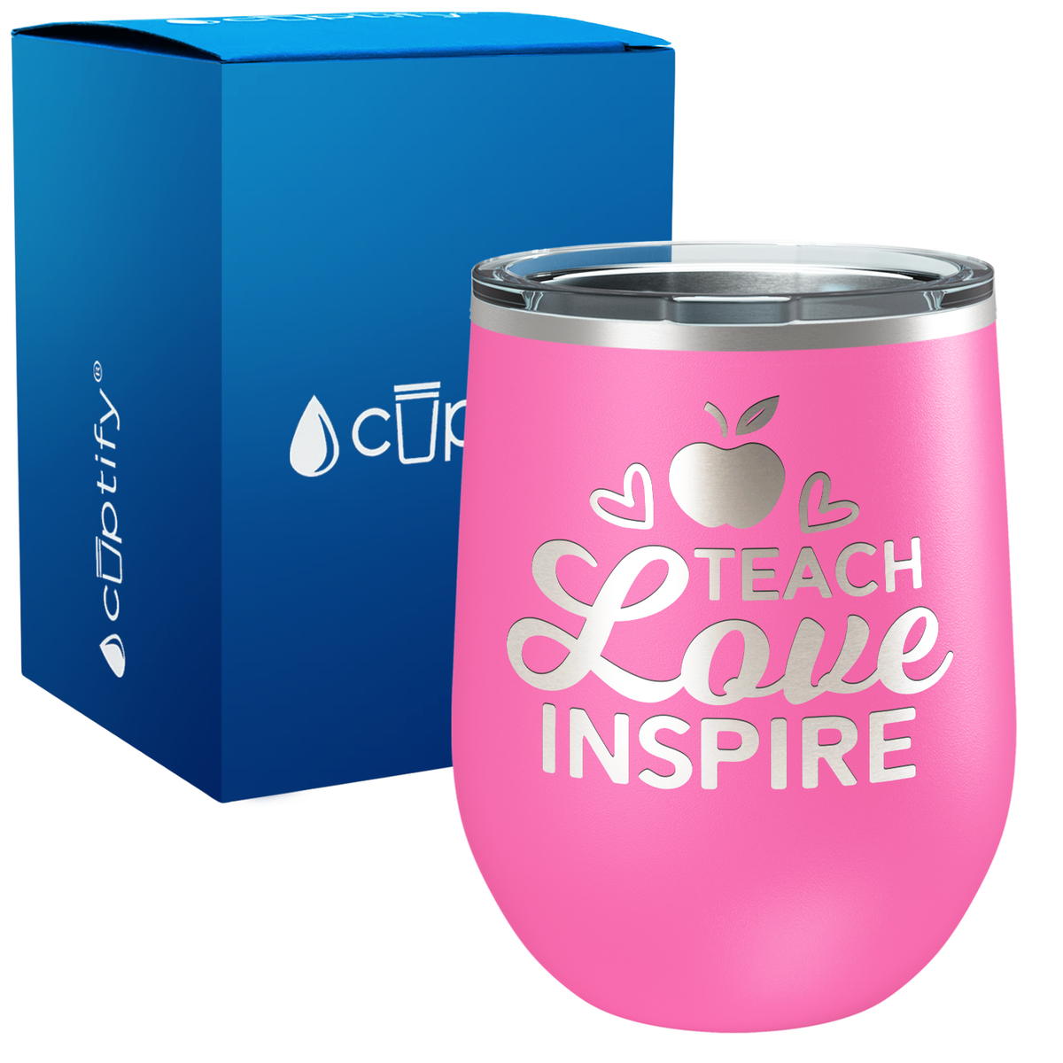 Teach Love Inspire with Apple 12oz Teacher Wine Tumbler