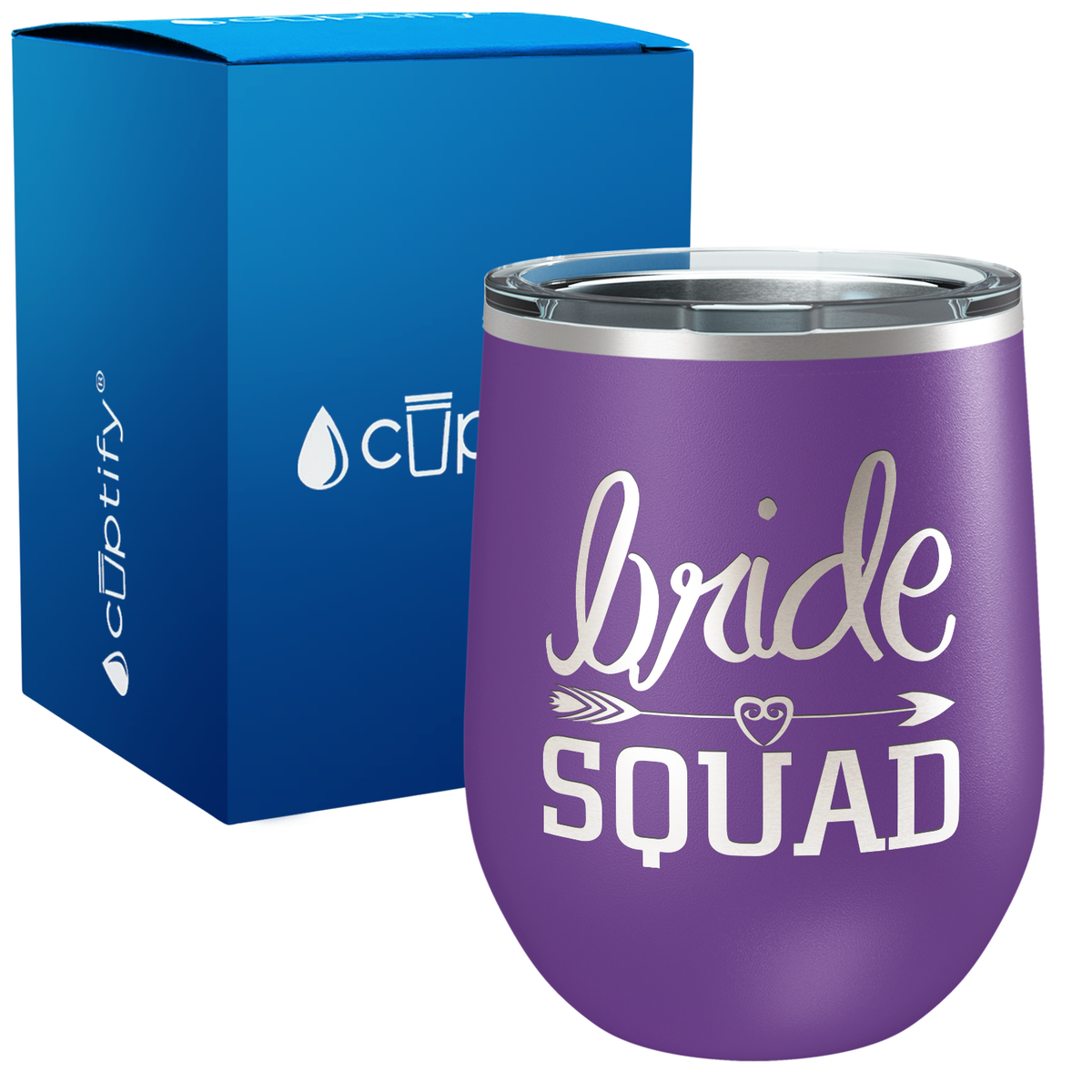 Bride Squad Heart Arrow 12oz Bridal Shower Wine Tumbler