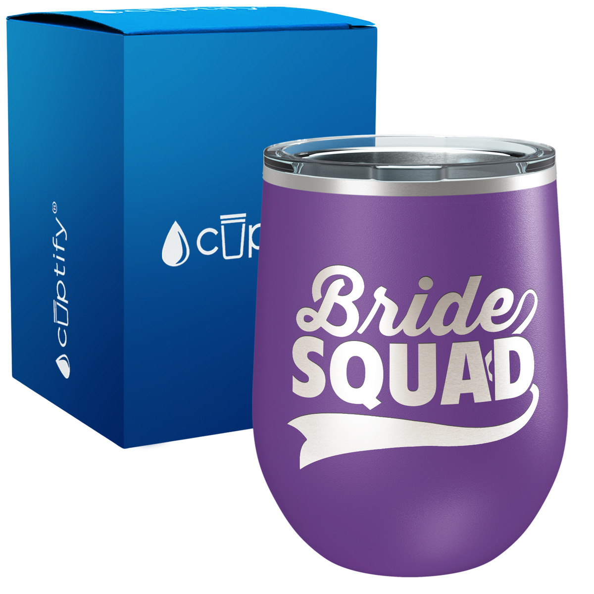 Bride Squad Swoosh 12oz Bridal Shower Wine Tumbler