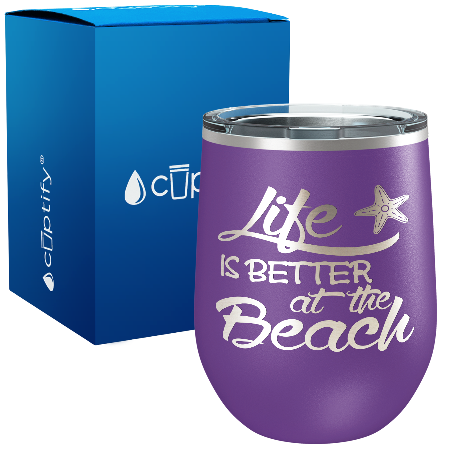 Life is Better at the Beach with Starfish 12oz Beach Wine Tumbler