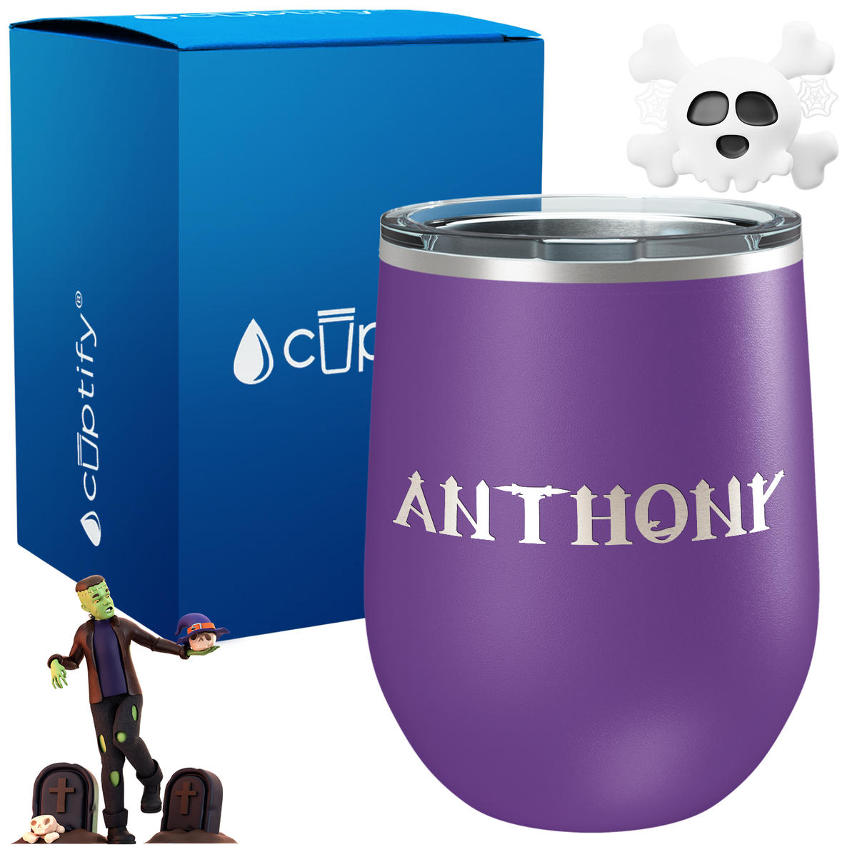 Personalized Creepy Style 12oz Halloween Wine Tumbler