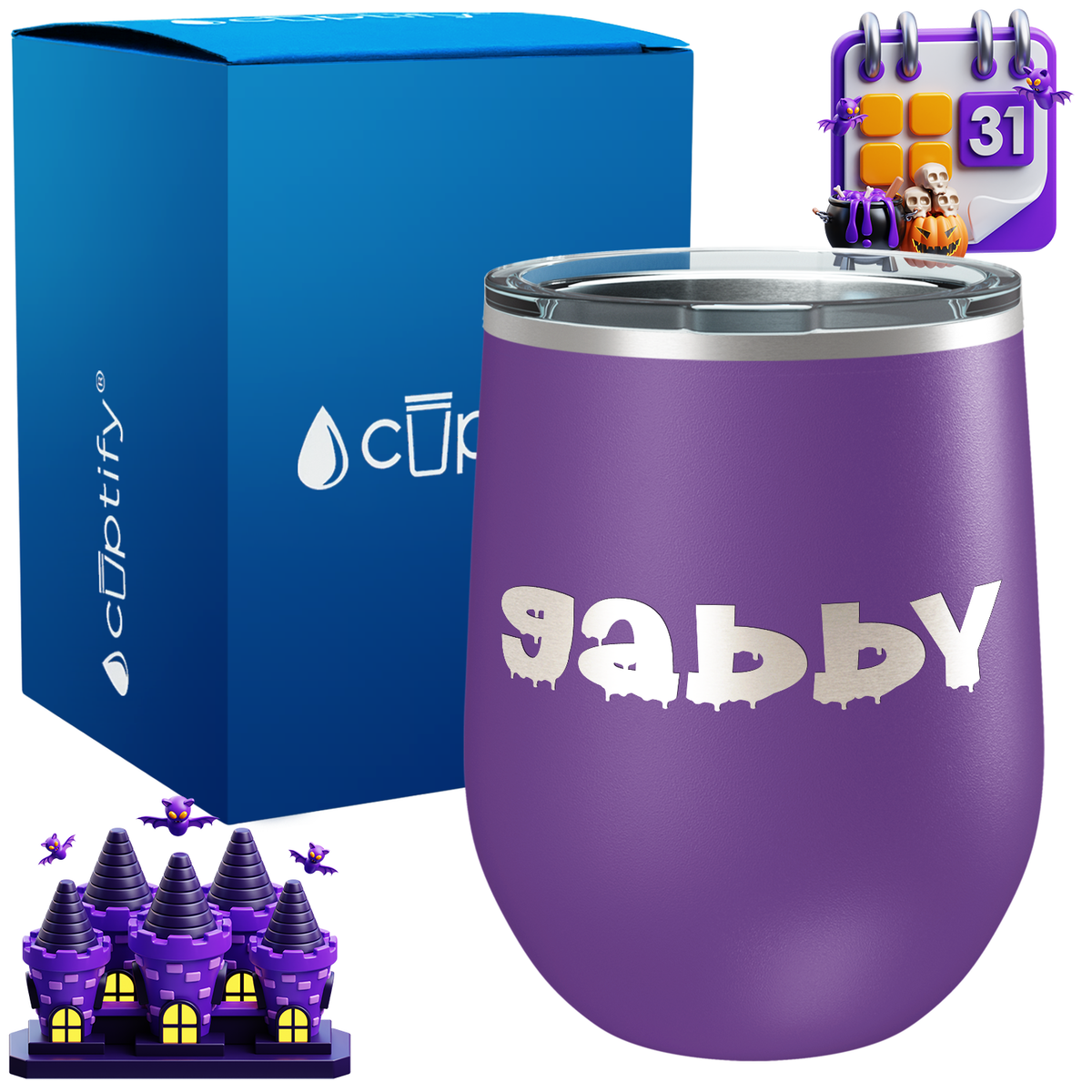 Personalized Haunted Style 12oz Halloween Wine Tumbler