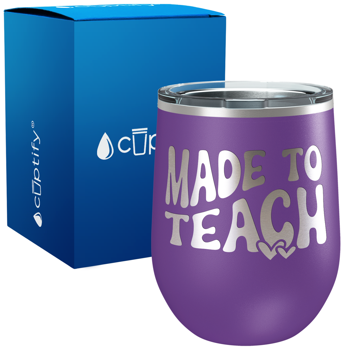 Made to Teach with Hearts 12oz Teacher Wine Tumbler