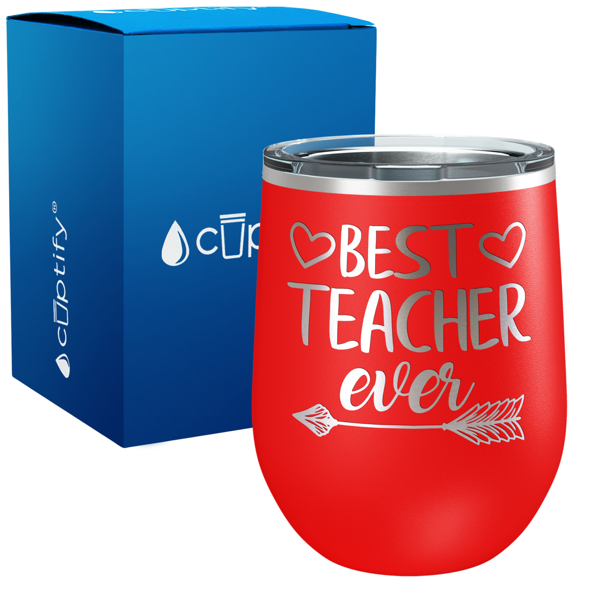 Best Teacher Ever with Arrow 12oz Teacher Wine Tumbler