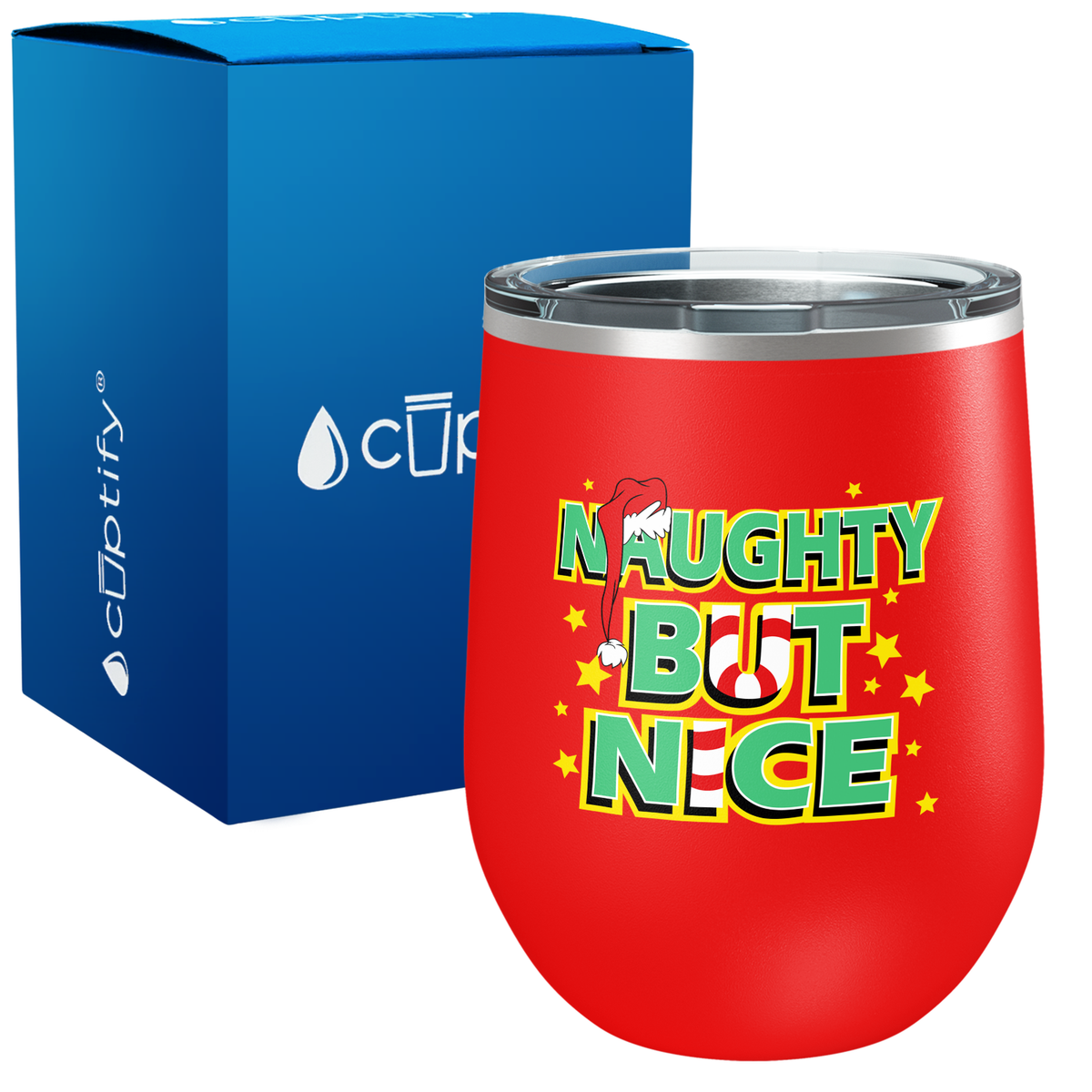 Naughty But Nice on 12oz Christmas Wine Tumbler