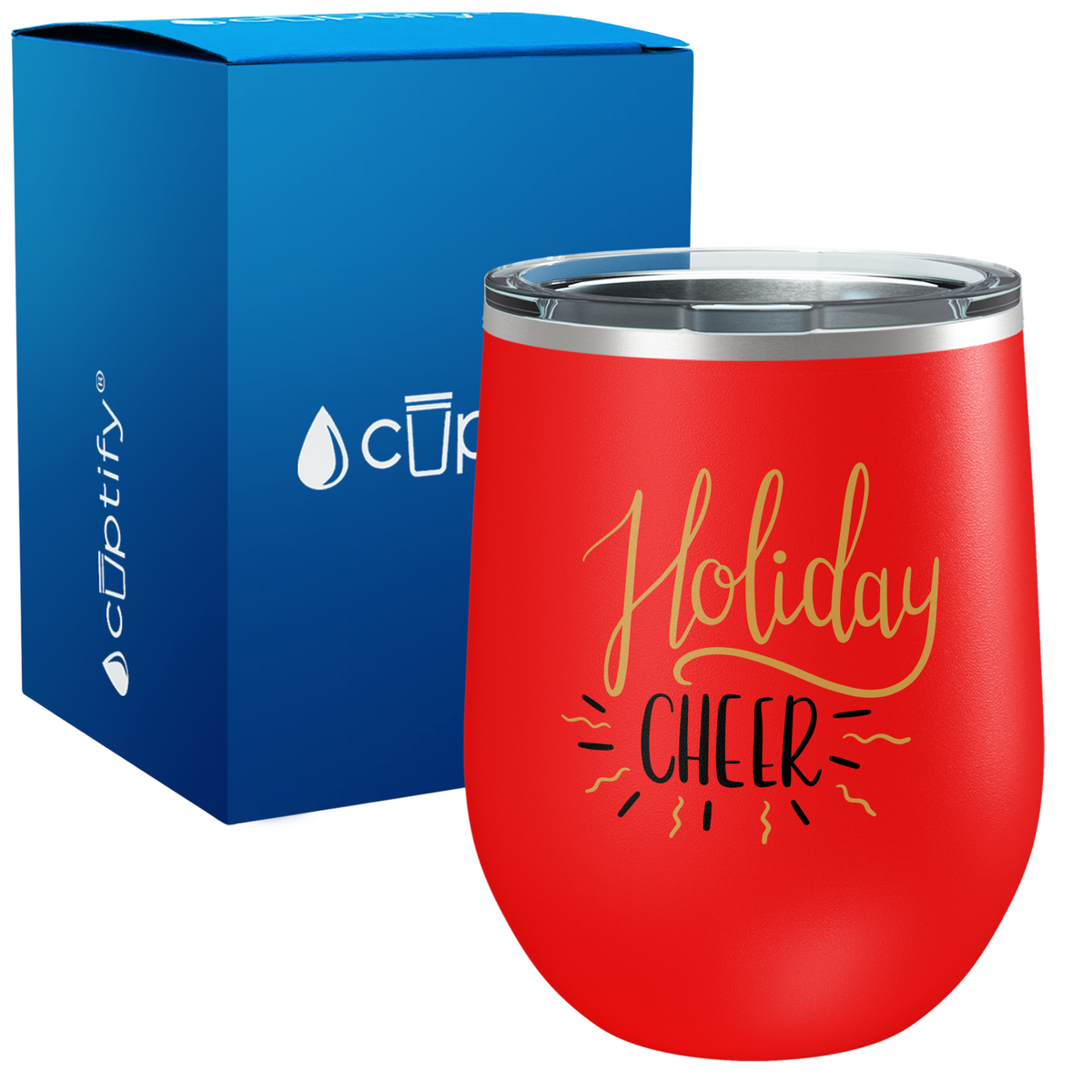 Holiday Cheer on 12oz Christmas Wine Tumbler