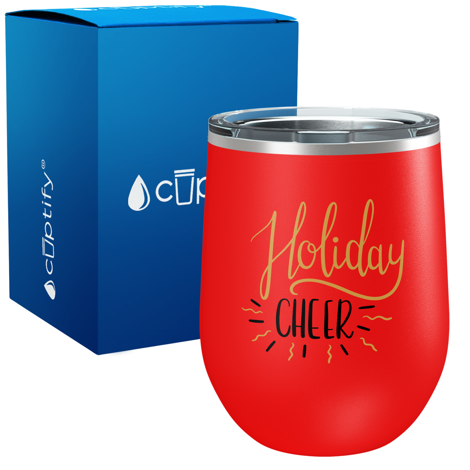 Holiday Cheer on 12oz Christmas Wine Tumbler