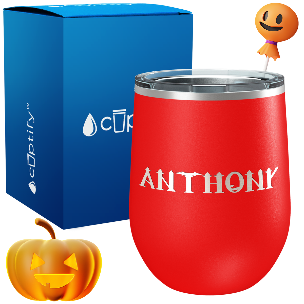 Personalized Creepy Style 12oz Halloween Wine Tumbler
