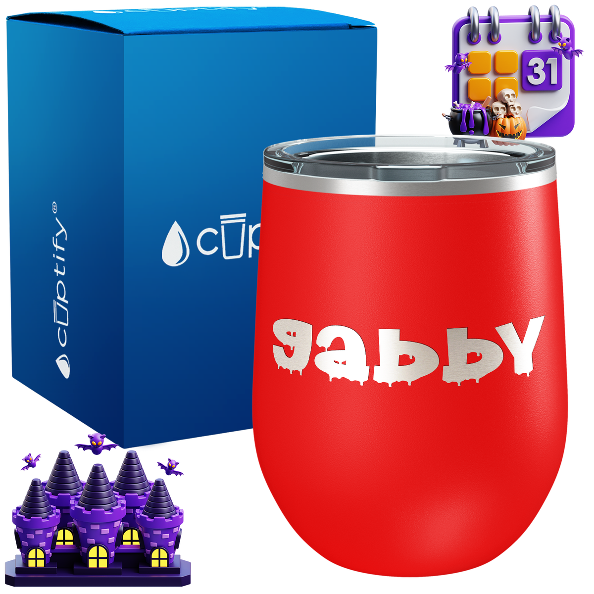 Personalized Haunted Style 12oz Halloween Wine Tumbler