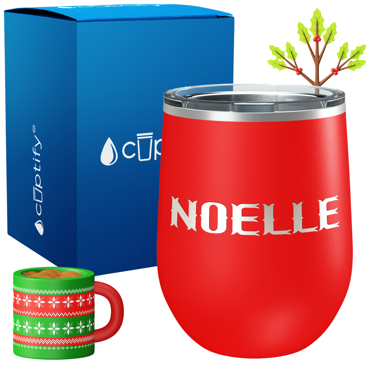 Personalized Claus Christmas Font on 12oz Wine Tumbler