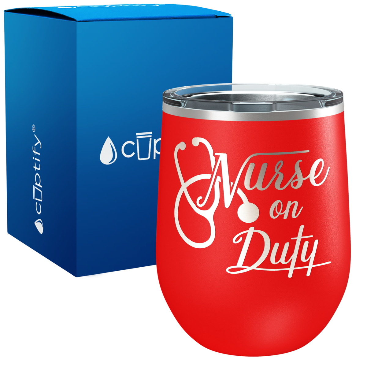 Nurse on Duty with Stethoscope 12oz Nurse Wine Tumbler