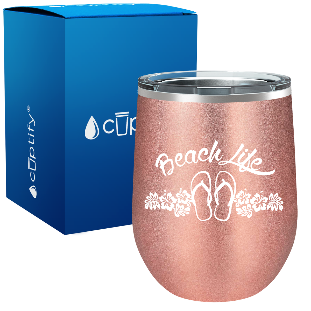 Beach Life Flowers and Sandals 12oz Beach Wine Tumbler