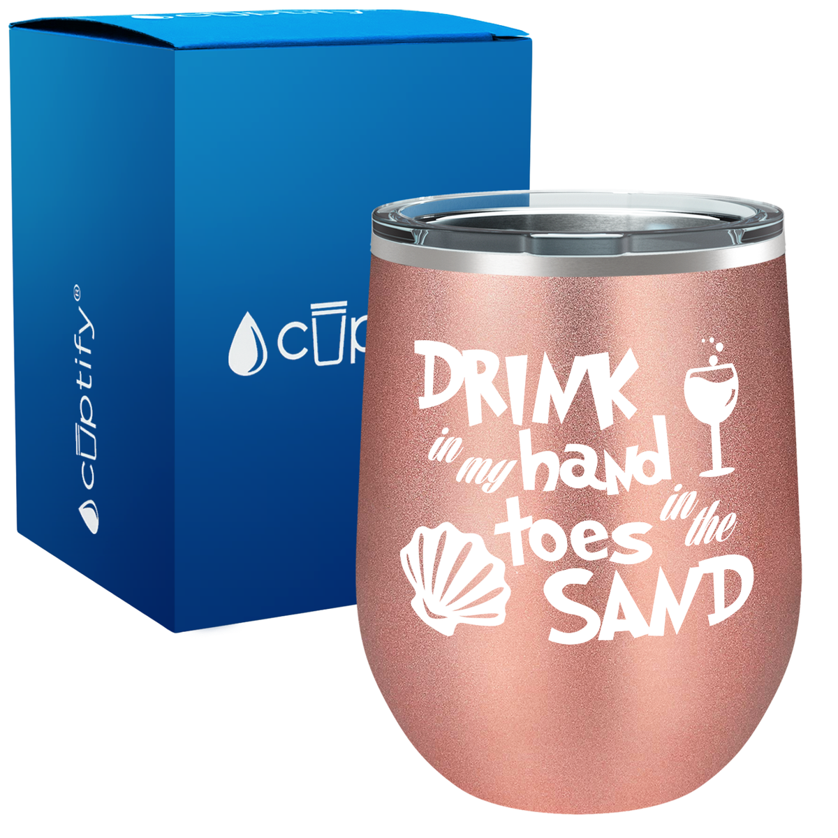 Drink in my Hand Toes in the Sand 12oz Beach Wine Tumbler