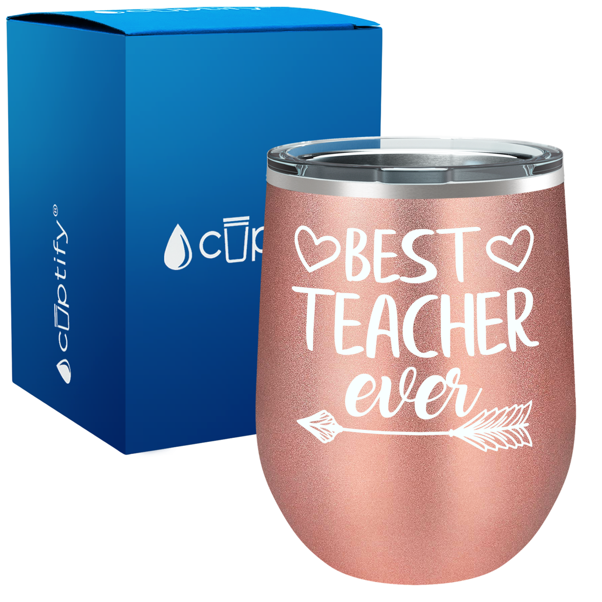 Best Teacher Ever with Arrow 12oz Teacher Wine Tumbler
