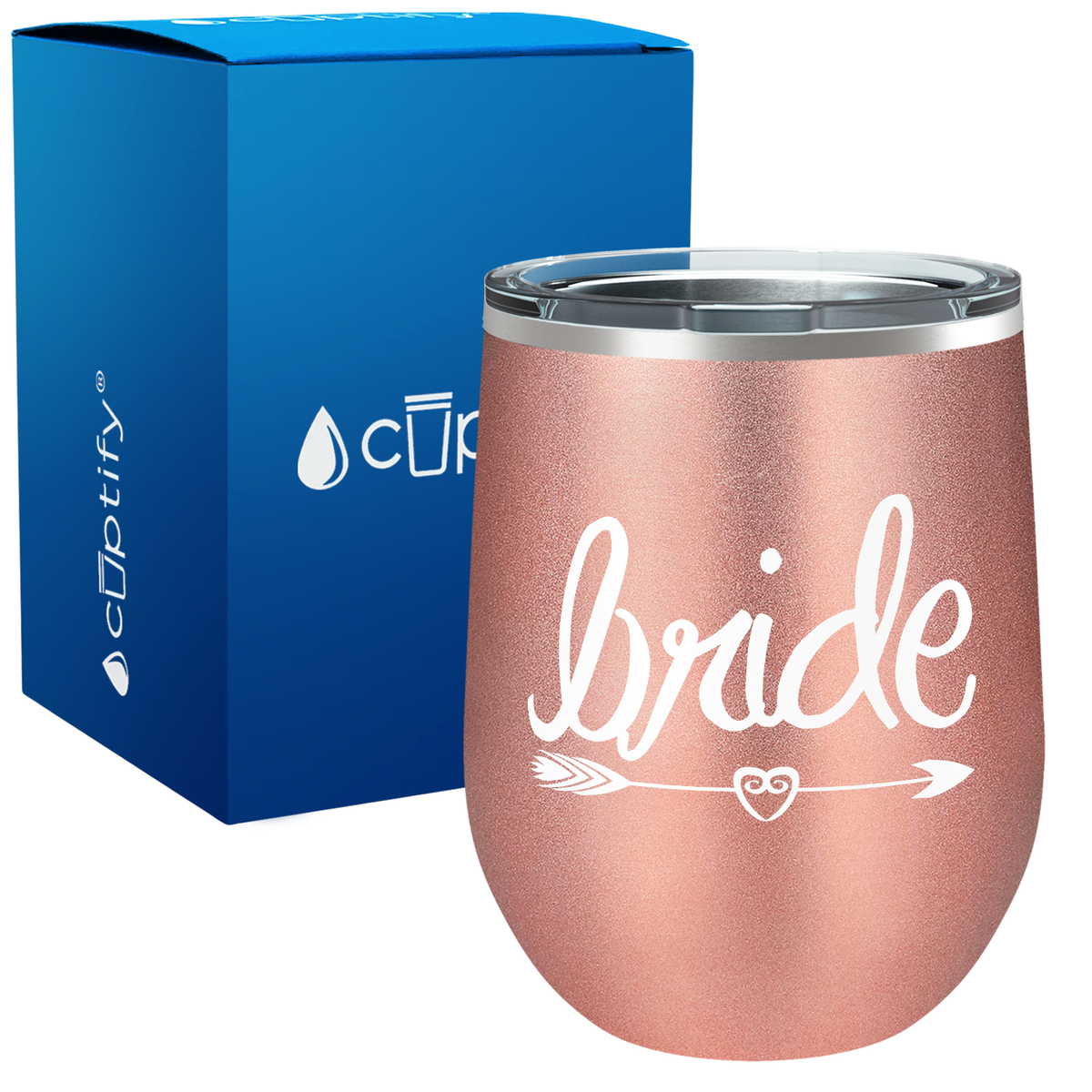 Bride Heart Arrow 12oz Bridal Shower Wine Tumbler