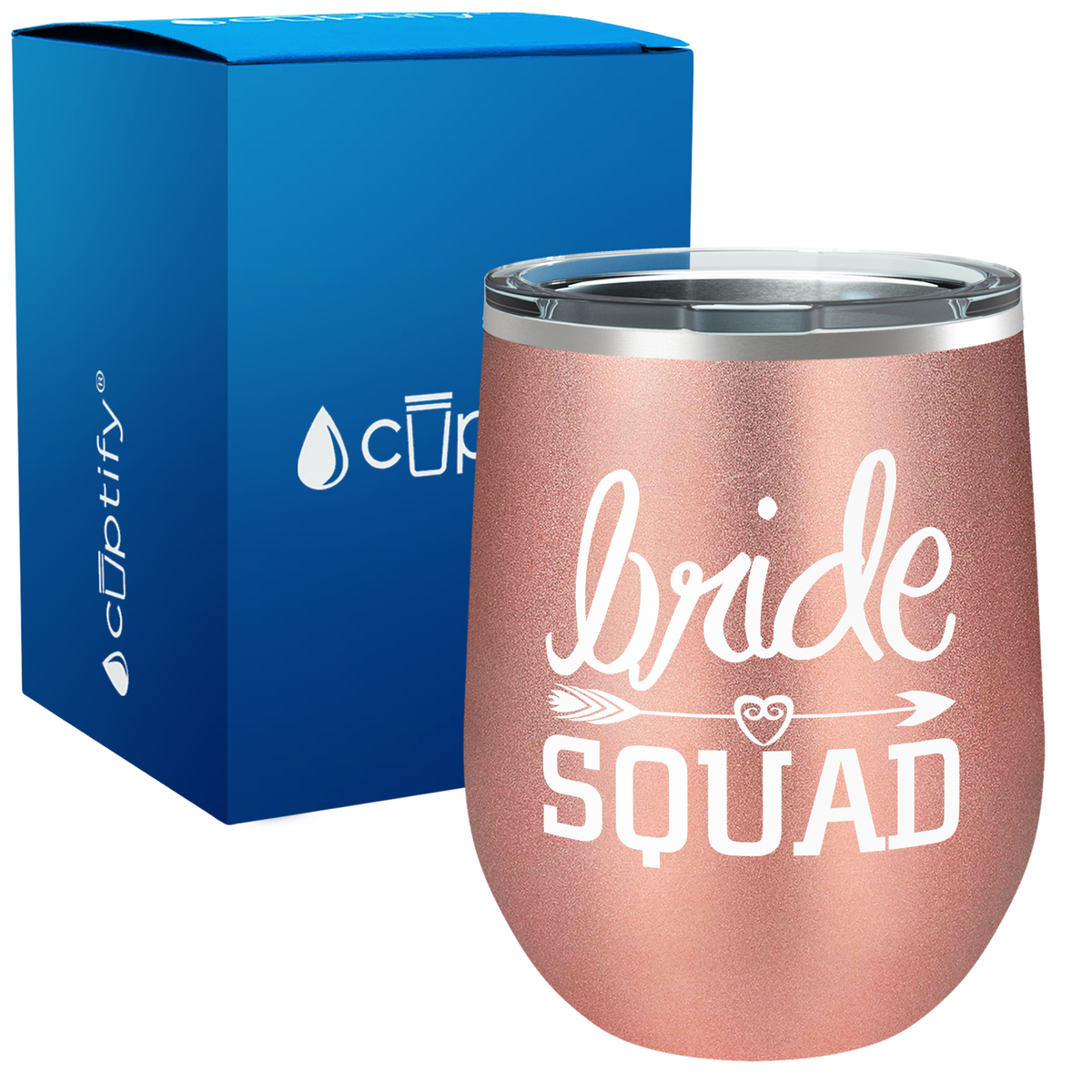 Bride Squad Heart Arrow 12oz Bridal Shower Wine Tumbler